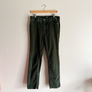 Jones New York Green Corduroy Classic Stretch Lexington Straight Pants - Size 14